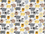 Cotton fabric yellow sheep