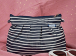 Pleated clutch bag striped  ivory navy