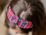 Large Crossed Headband tartan rouge