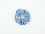Small scrunchie gaze pois or bleu baltique