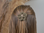 Flower petal hair slide small  gaze pois or kaki