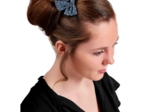 Bow tie hair slide silver straw jeans