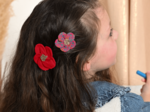 Flower petal hair slide small  red