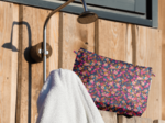 Cosmetic bag with flap hippie fleurie