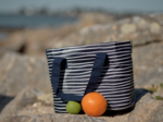 Cooler bag striped  ivory navy