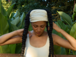 Headscarf headband- Adult size gaze pois or écru