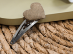 Heart hair-clips copper linen