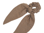Short tail scrunchie gaze pailletée camel