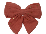 Bow tie hair slide gaze pois or rose blush