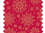 Coupon tissu 50 cm ex2448 red gold christmas snowflake