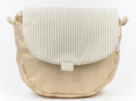 Flap of small shoulder bag white large corduroy