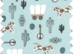 1 m fabric coupon bleu western