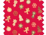 Cotton fabric sapin bonhomme rouge