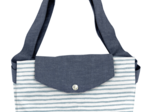 Tote bag with a zip striped blue gray glitter