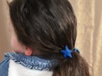 Pony-tail elastic hair star navy blue