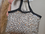 Pleated tote bag - Medium size leopard