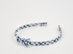Thin headband navy embroidered gingham