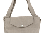 Pleated tote bag - Medium size silver linen