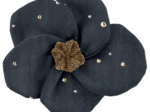 Flower petal hair slide small  gaze pois or marine