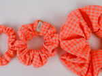 Small scrunchie neon orange gingham