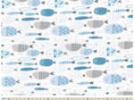 Cotton fabric ex2438 school of blue gray fish
