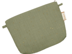 Tiny coton clutch bag almond green with golden dots gauze