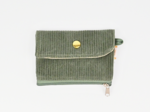 zipper pouch card purse velours côtelé kaki