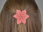 Star flower hairslide neon orange gingham
