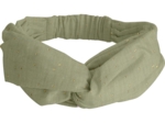 crossed headband almond green with golden dots gauze
