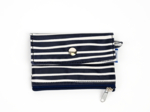 zipper pouch card purse striped  ivory navy