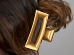 Large Rectangular Hair Clip lacquered gold