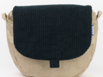Flap of small shoulder bag black large corduroy