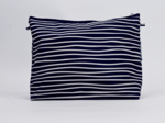 Cosmetic bag with flap striped  ivory navy