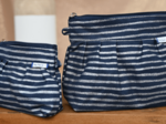 Mini Pleated clutch bag striped silver dark blue