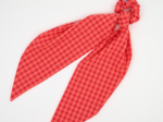 Long tail scrunchie coral red gingham