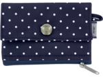 zipper pouch card purse navy blue spots