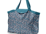 Tote bag with a zip fleuri nude ardoise