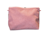 Cosmetic bag with flap blush pink corduroy