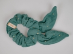 Bunny ear Scrunchie gaze pois or eucalyptus