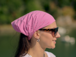 Headscarf headband- Adult size neon pink gingham