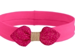 Jersey knit baby headband fuchsia pailleté