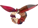 Bunny ear Scrunchie ruby lurex tartan