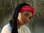 crossed headband coral red gingham