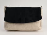 Flap of shoulder bag black large corduroy