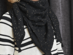 Pom pom scarf gaze pois or noir