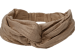 crossed headband gaze pailletée camel