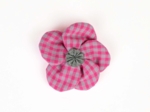 Flower petal hair slide small  neon pink gingham