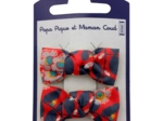 Small bows hair clips vermilion foliage