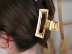 Large Rectangular Hair Clip satin gold