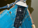 Toothbrush bag tartan fleuri